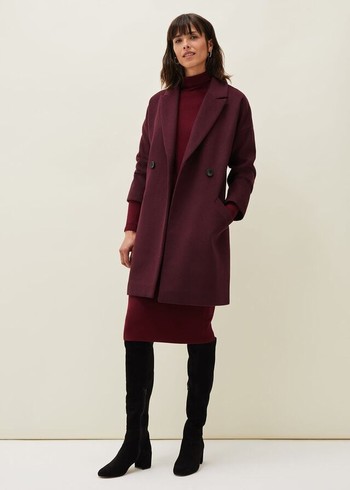 Phase Eight Emery Double Breasted Wool Coats Burgundy USA | 7250436-HG